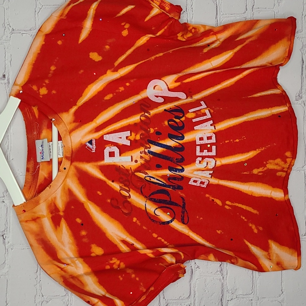 Philadelphia Phillies Crop Top W/Rhinestones - Picture 2 of 6